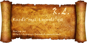Kozányi Leonárd névjegykártya
