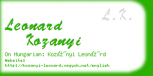 leonard kozanyi business card